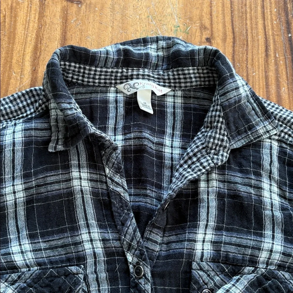 KRAZY KAT Black and White Plaid Shirt - Picture 2 of 7